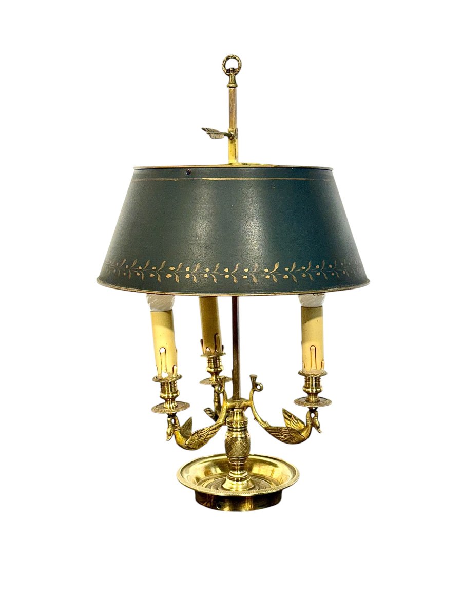 Lampe "Bouillotte" en Bronze de Style Empire à Motifs Cygnes, France 20ème Siècle-photo-8