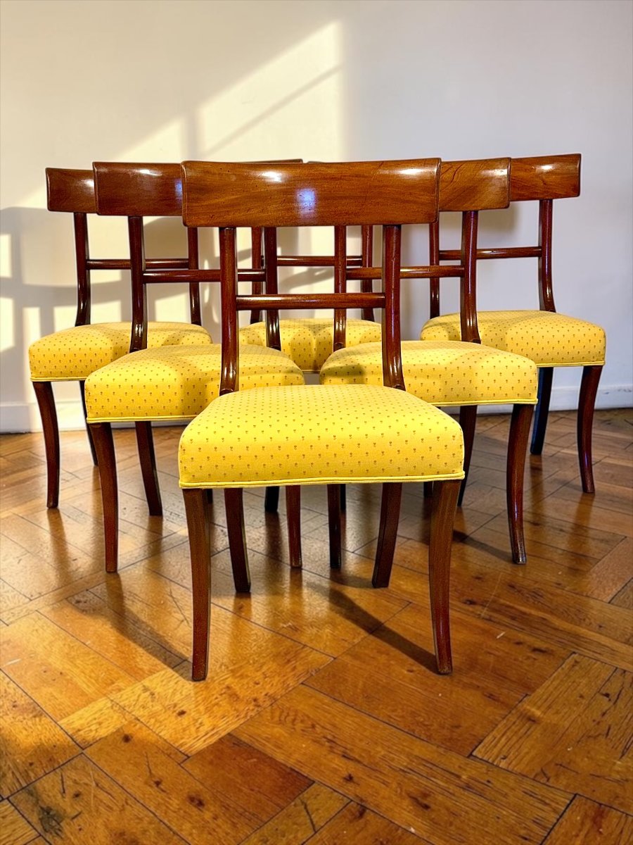 Set de six chaises de salle à manger anglaises en noyer, XIXe siècle-photo-2