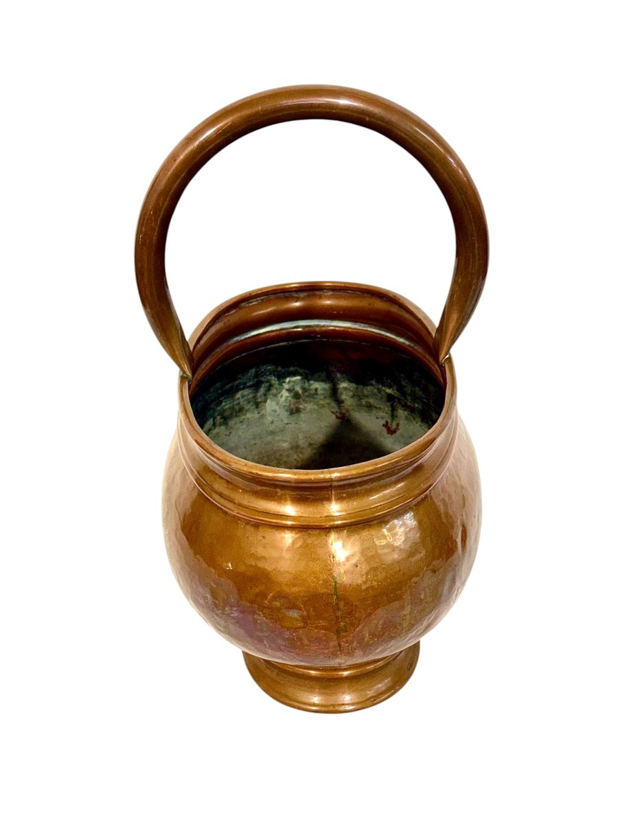 19th Century French Hand-hammered Copper Harvest Basket-photo-4