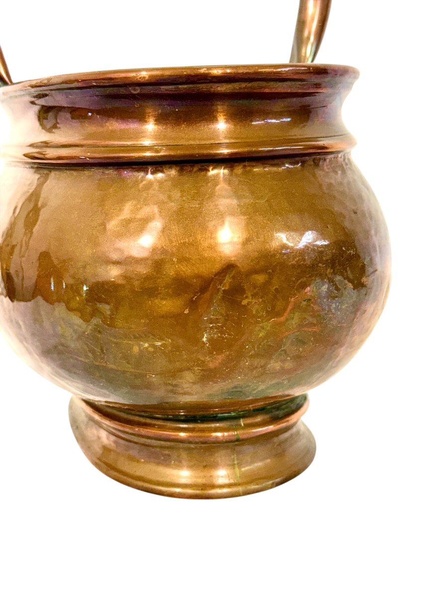 19th Century French Hand-hammered Copper Harvest Basket-photo-2