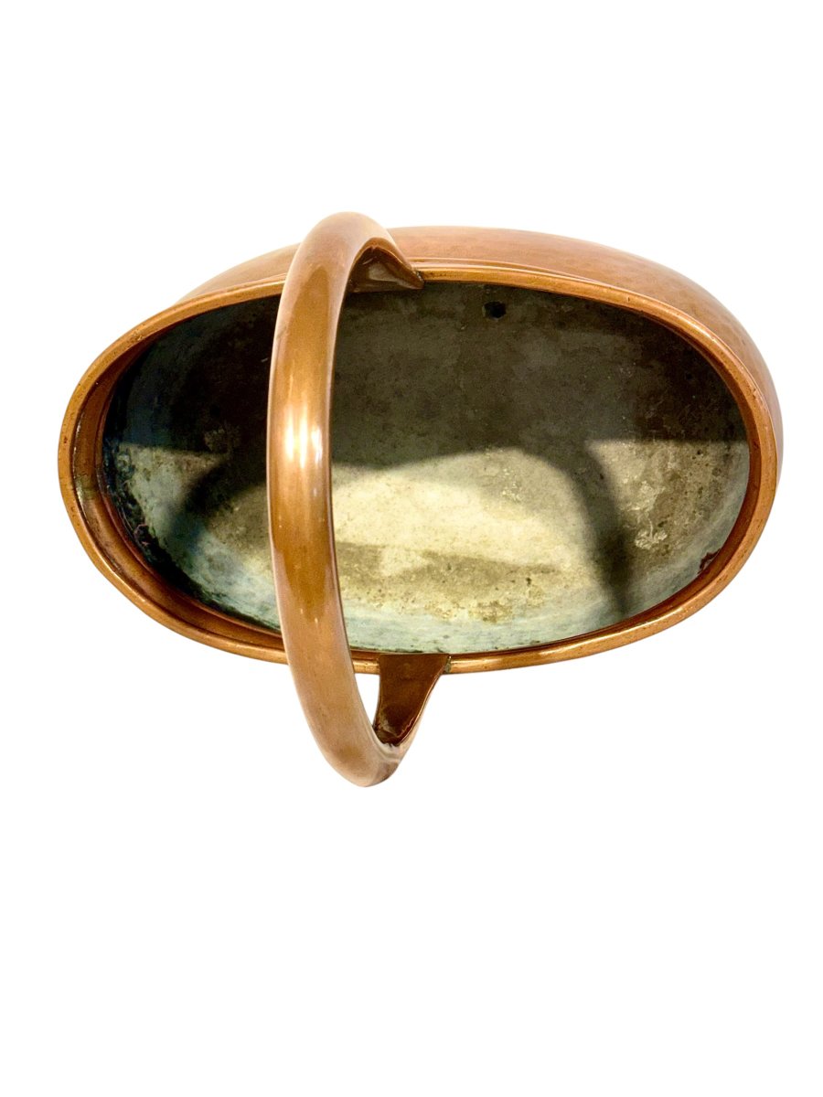 19th Century French Hand-hammered Copper Harvest Basket-photo-4