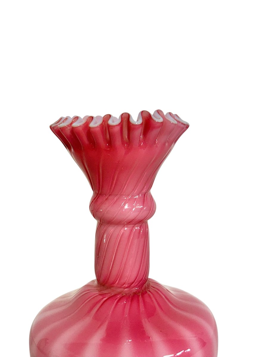 Pink Hand-blown Opaline Glass Bud Vase, France Circa 1860-photo-4