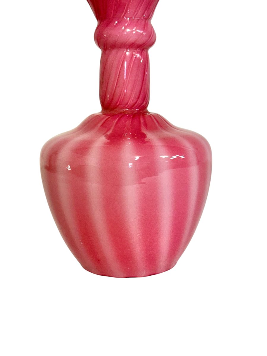 Pink Hand-blown Opaline Glass Bud Vase, France Circa 1860-photo-1