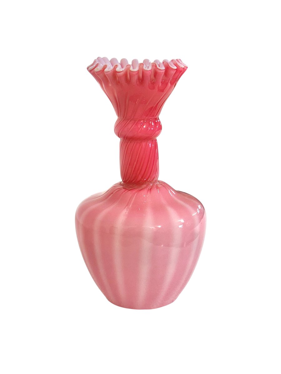 Pink Hand-blown Opaline Glass Bud Vase, France Circa 1860-photo-6
