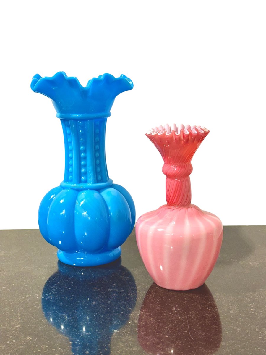 Pink Hand-blown Opaline Glass Bud Vase, France Circa 1860-photo-8
