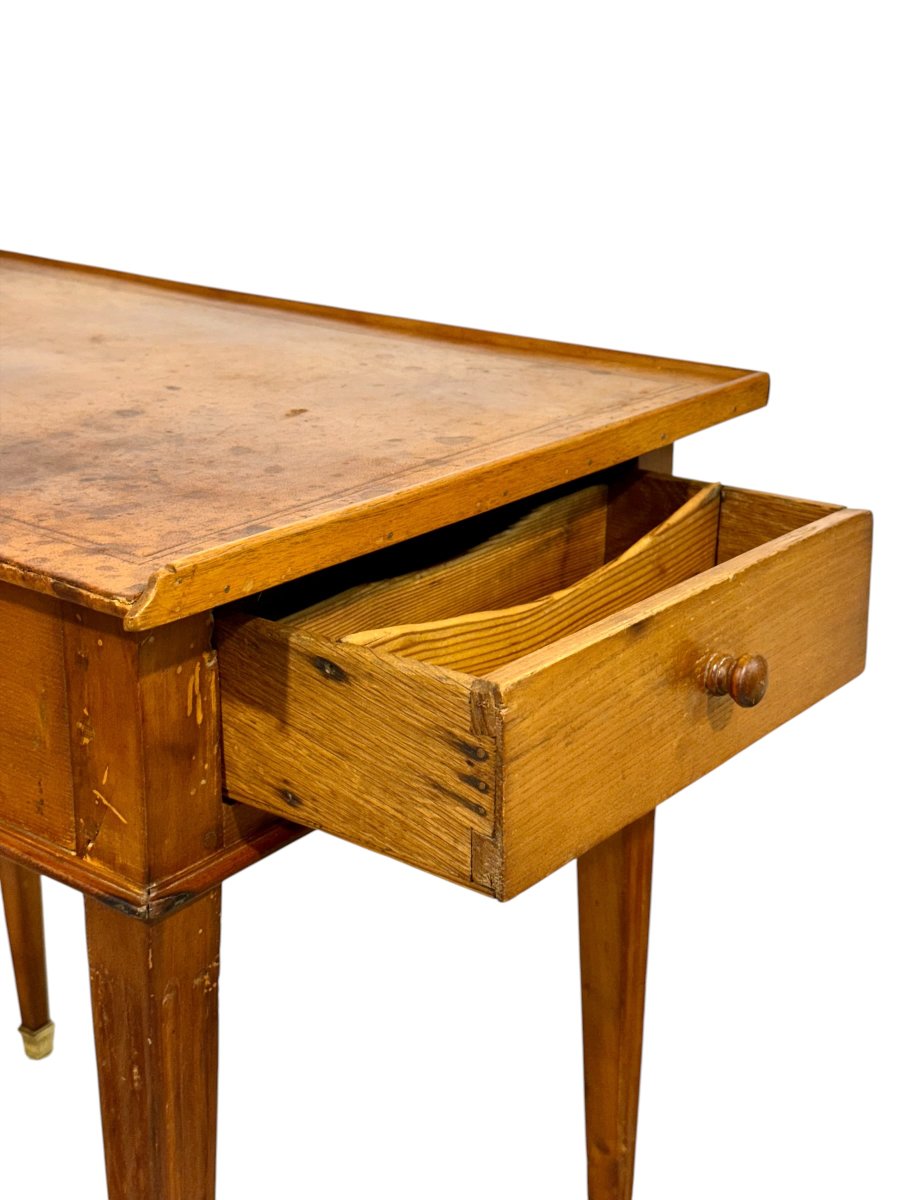 Bureau plat en noyer et cuir d'époque Louis XVI, France XVIIIe siècle-photo-1