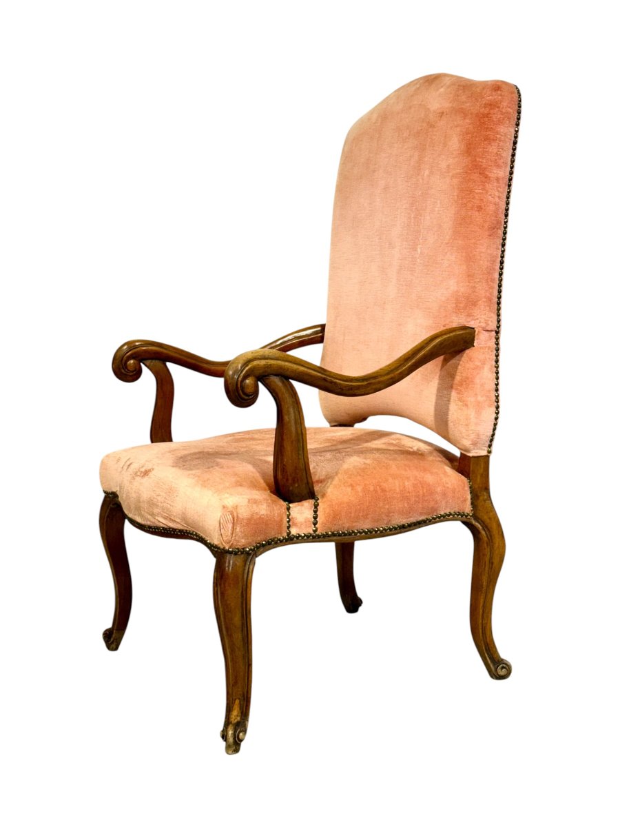Pair Of Louis XV Period Walnut Armchairs, France 18th Century-photo-3