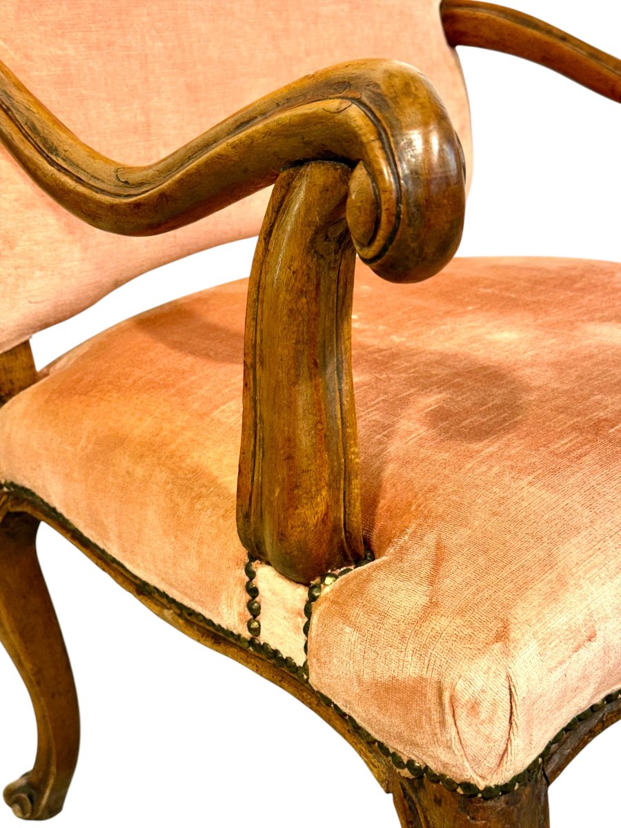 Pair Of Louis XV Period Walnut Armchairs, France 18th Century-photo-2