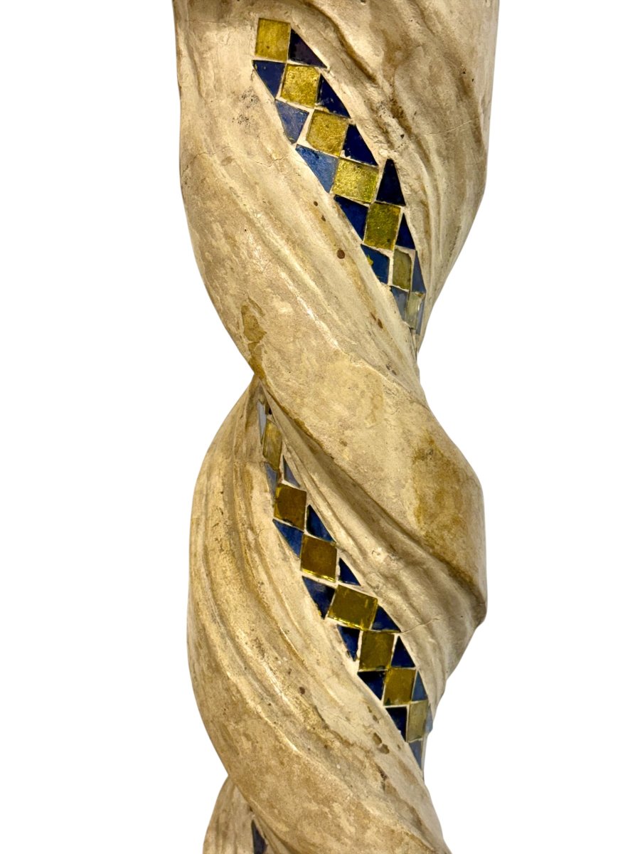 Twisted Mosaic Column Pedestal With Corinthian Capital-photo-3