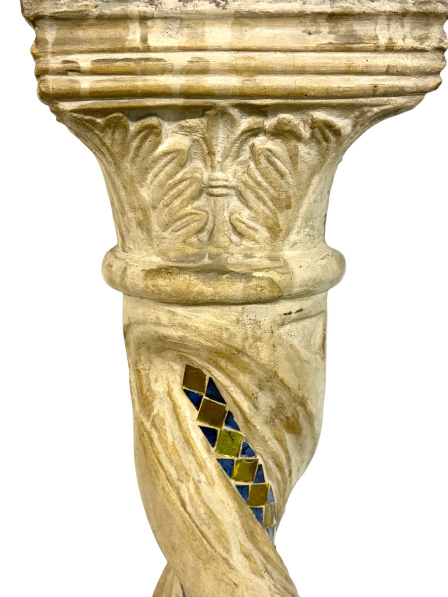 Twisted Mosaic Column Pedestal With Corinthian Capital-photo-4
