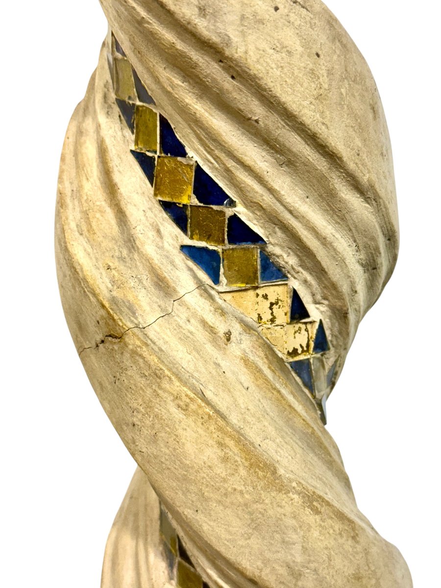 Twisted Mosaic Column Pedestal With Corinthian Capital-photo-1