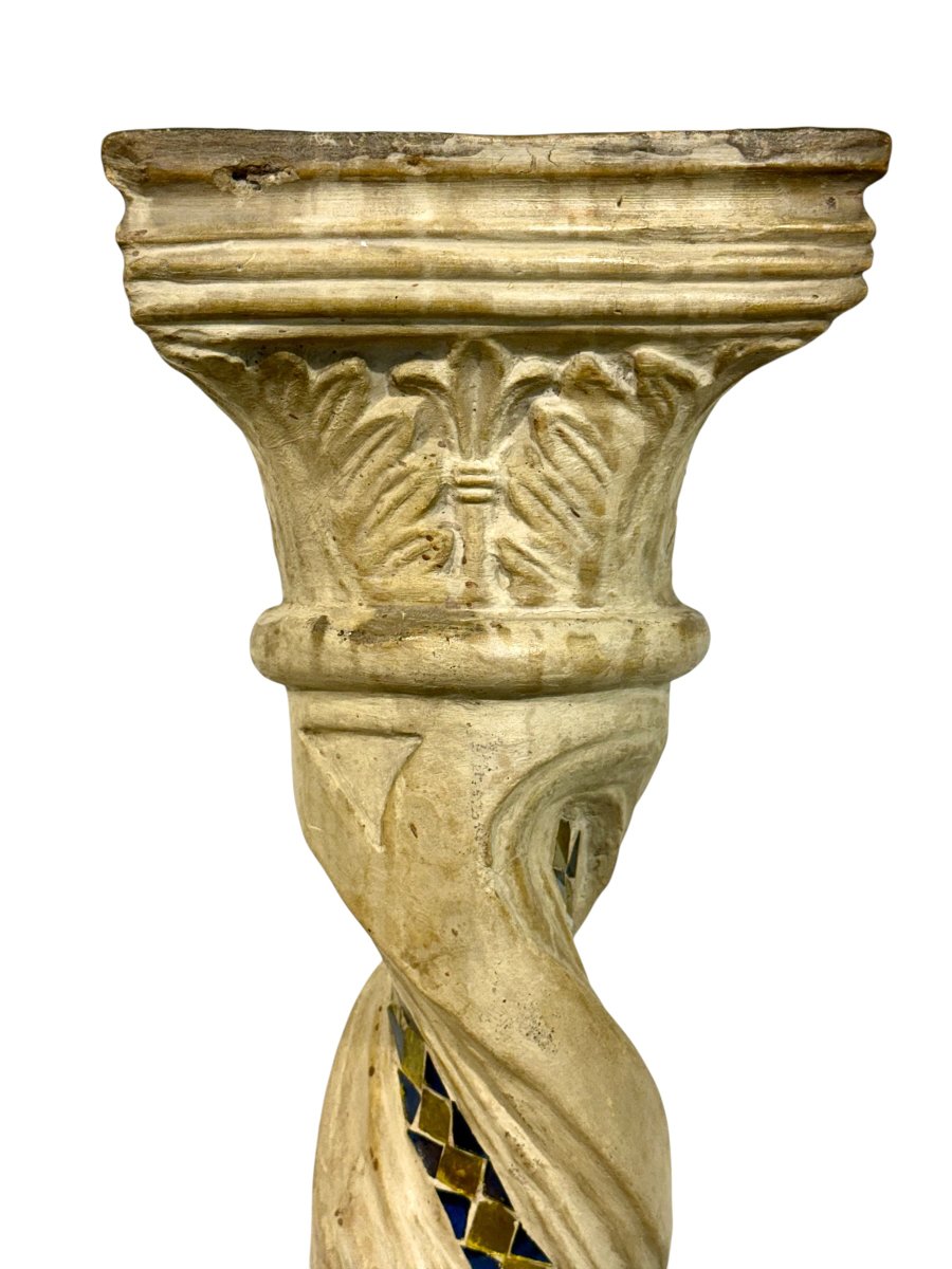 Twisted Mosaic Column Pedestal With Corinthian Capital-photo-7