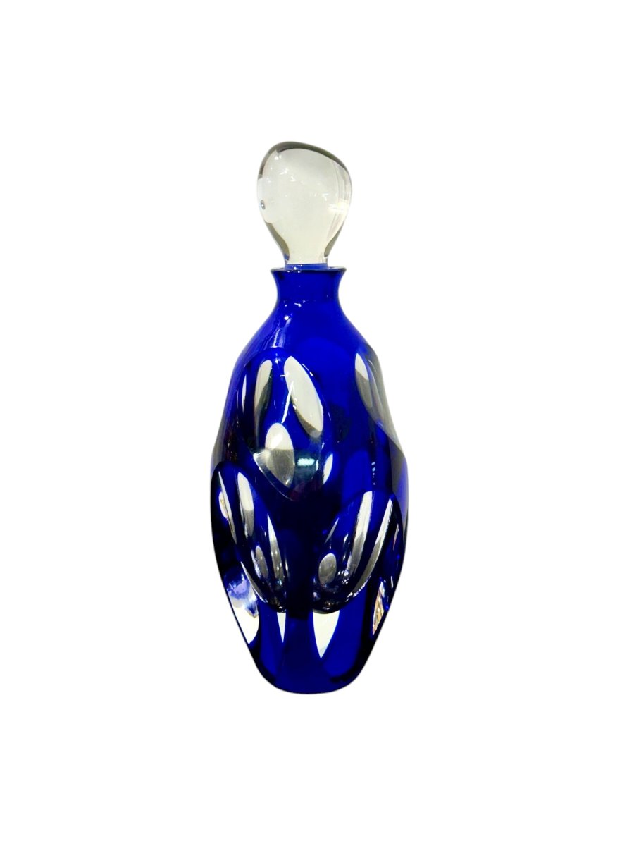 Saint Louis Blue Overlay Crystal Perfume Bottle, 1998 Limited Edition-photo-4