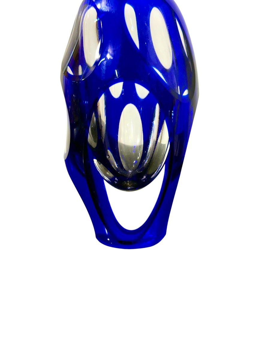 Saint Louis Blue Overlay Crystal Perfume Bottle, 1998 Limited Edition-photo-1