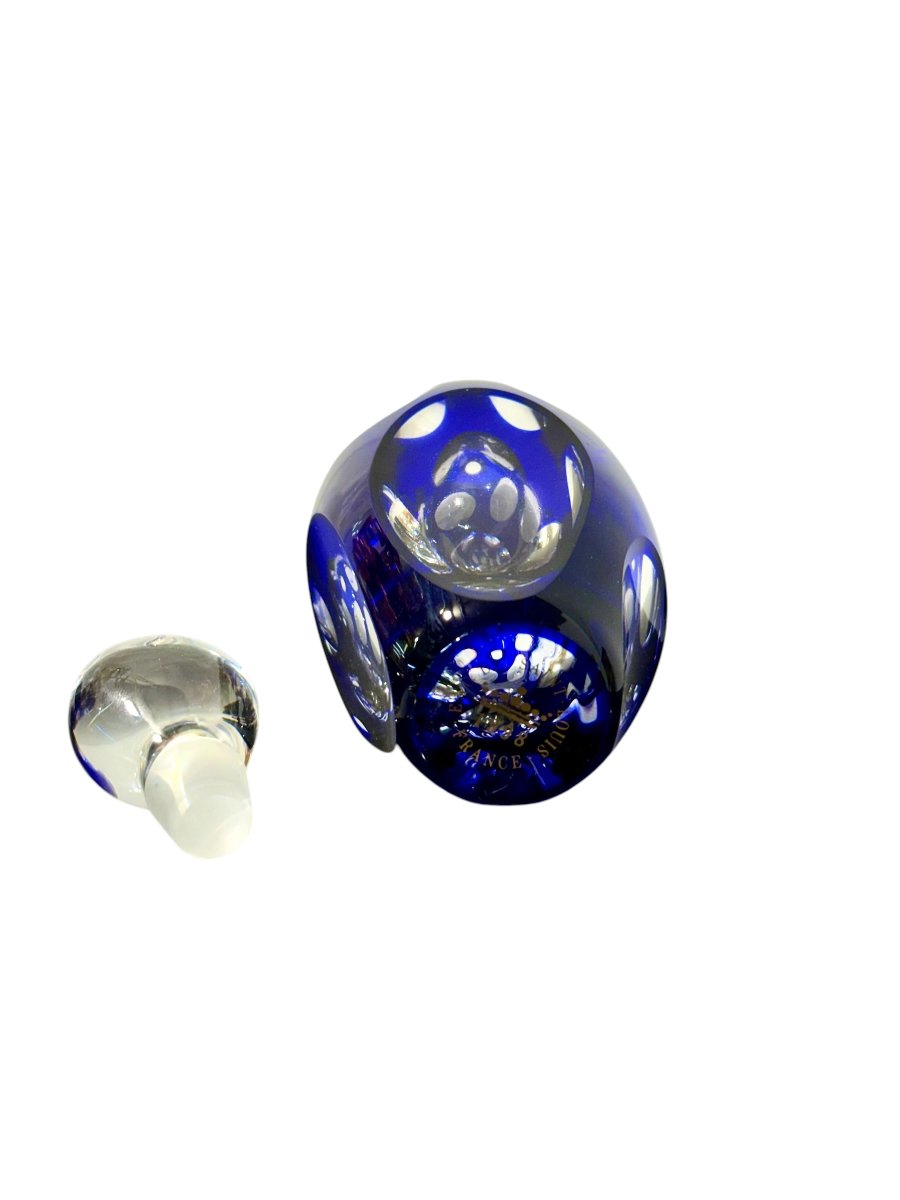 Saint Louis Blue Overlay Crystal Perfume Bottle, 1998 Limited Edition-photo-3