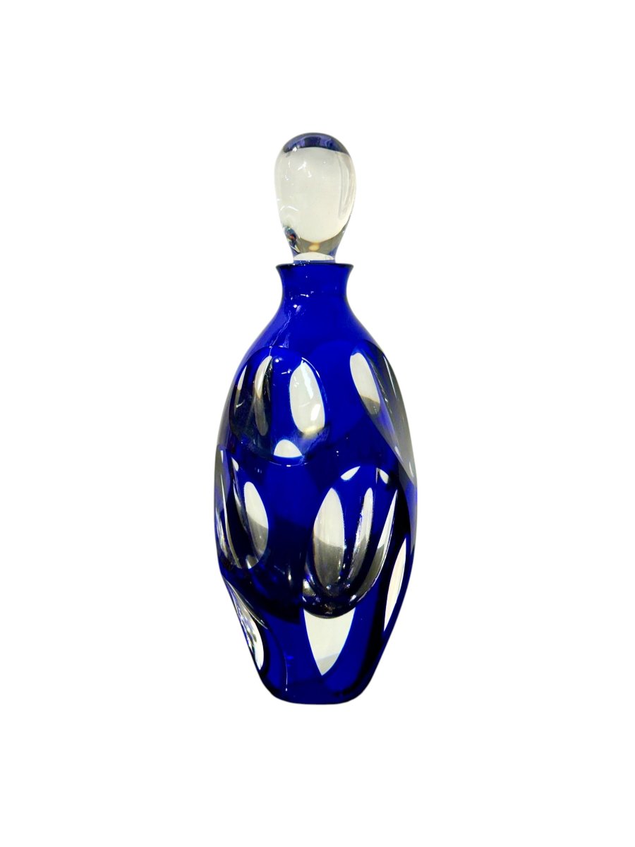 Saint Louis Blue Overlay Crystal Perfume Bottle, 1998 Limited Edition-photo-4