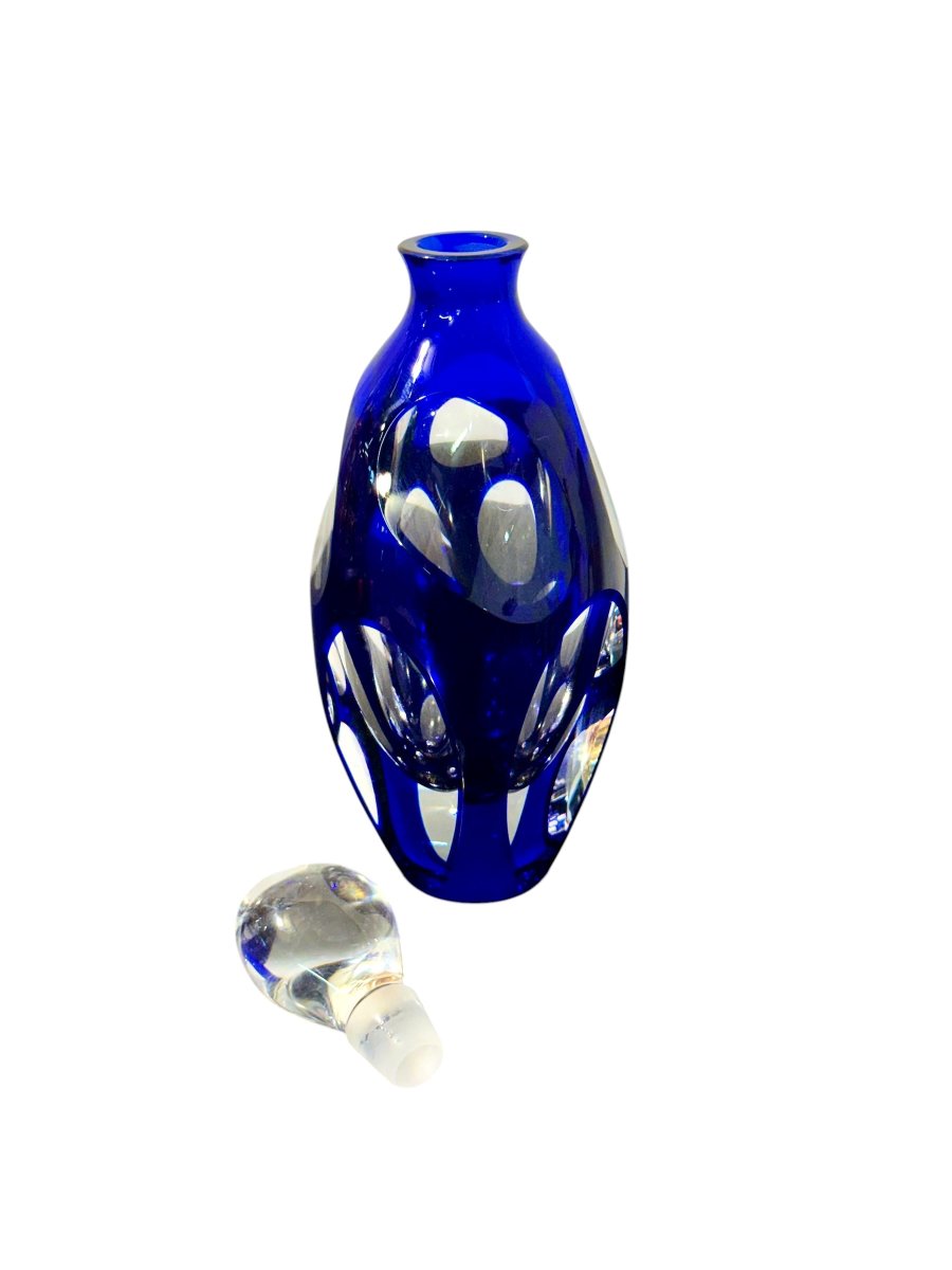 Saint Louis Blue Overlay Crystal Perfume Bottle, 1998 Limited Edition-photo-6