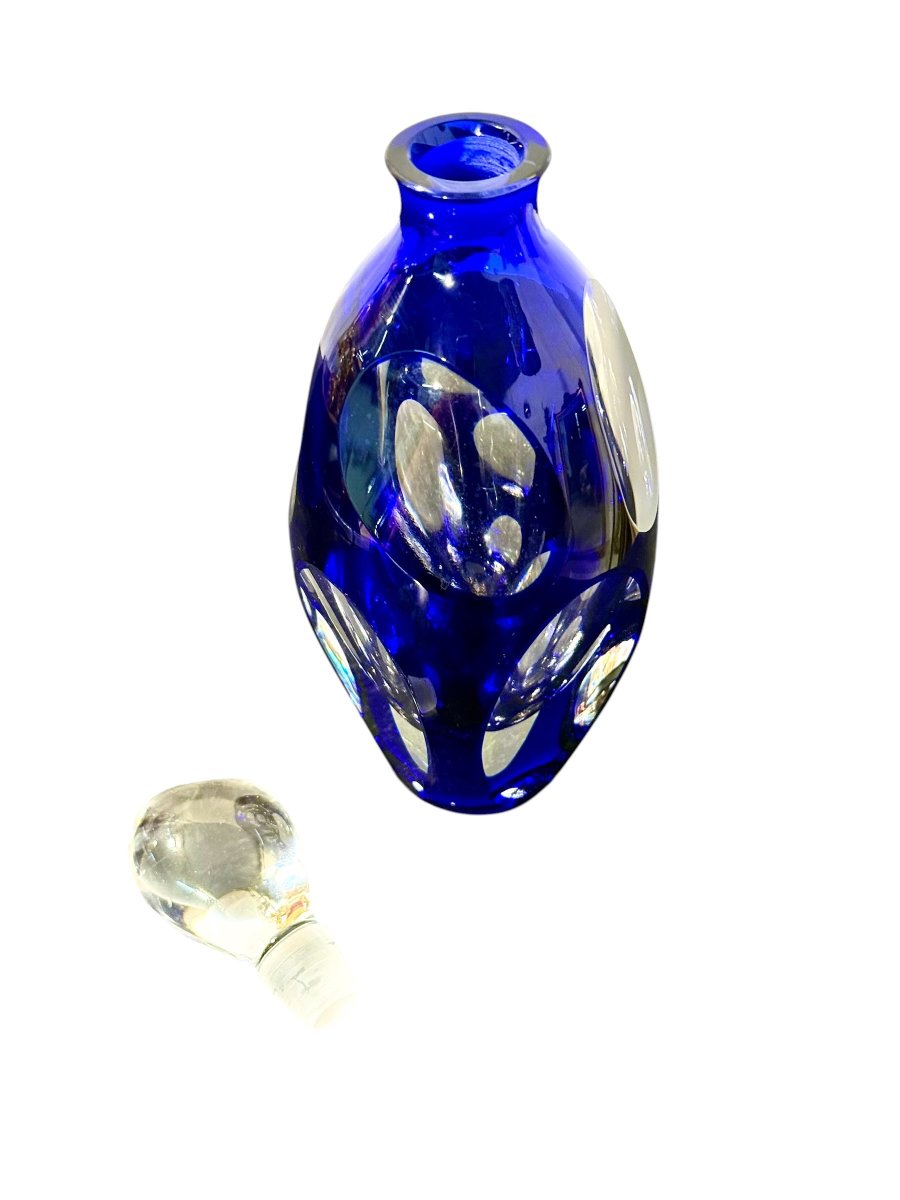 Saint Louis Blue Overlay Crystal Perfume Bottle, 1998 Limited Edition-photo-7