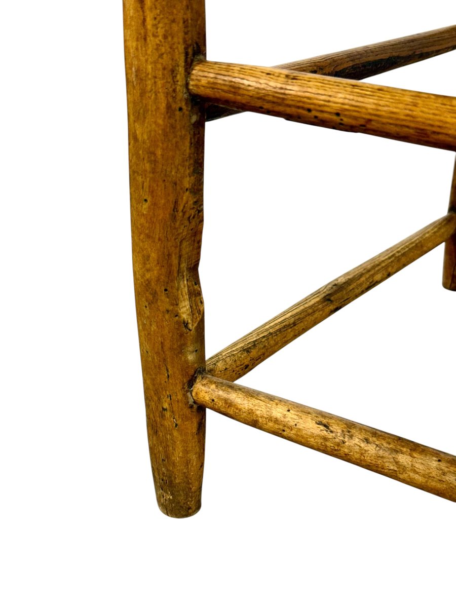 Paire de chaises provinciales en chêne à assise en paille tressée, France XIXème siècle-photo-1