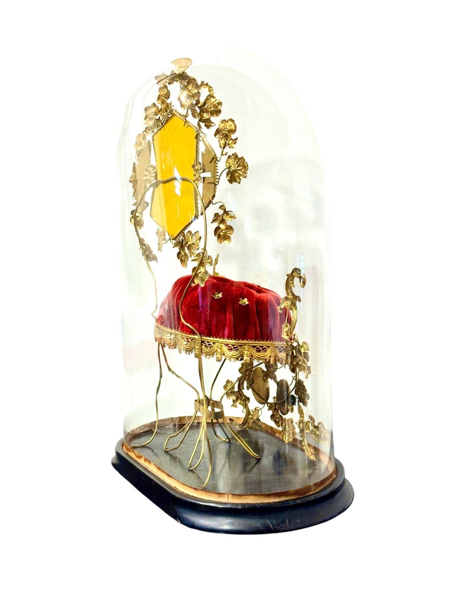 Globe de mariée français du XIXe siècle en métal doré et miroirs biseautés-photo-1