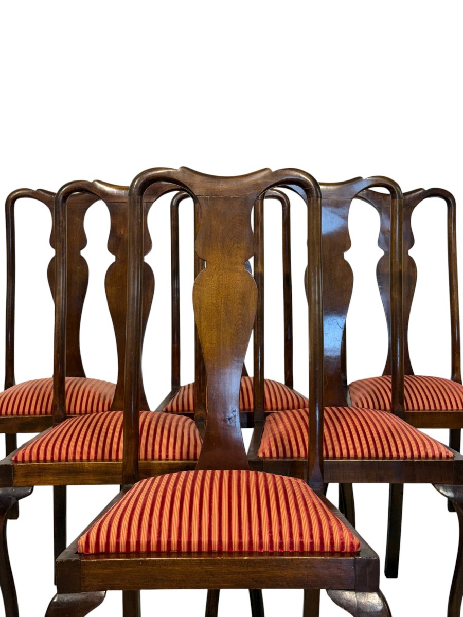 Ensemble de six chaises de salle à manger anglaises en noyer, époque géorgienne (XIXe siècle)-photo-2