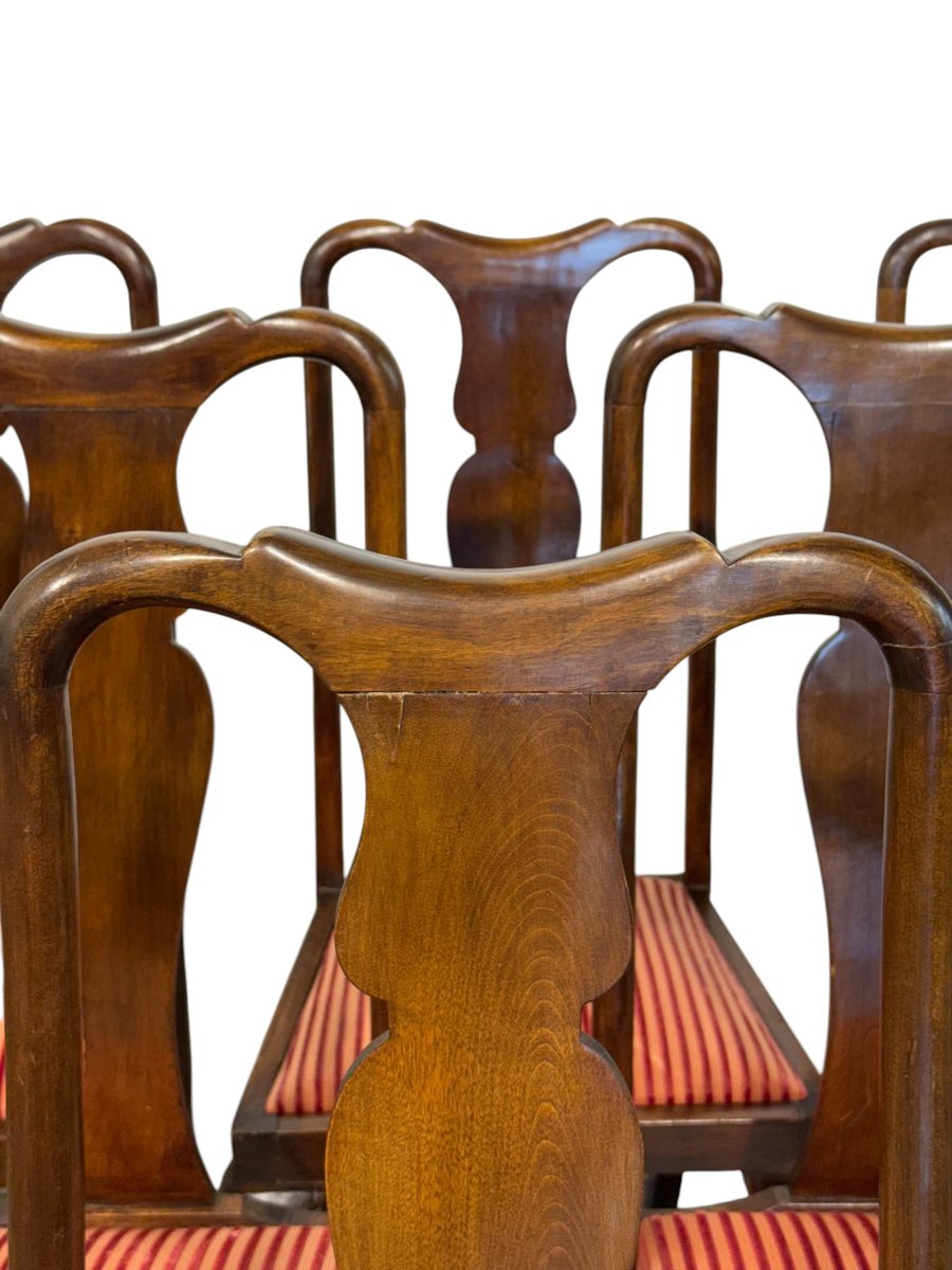 Ensemble de six chaises de salle à manger anglaises en noyer, époque géorgienne (XIXe siècle)-photo-4