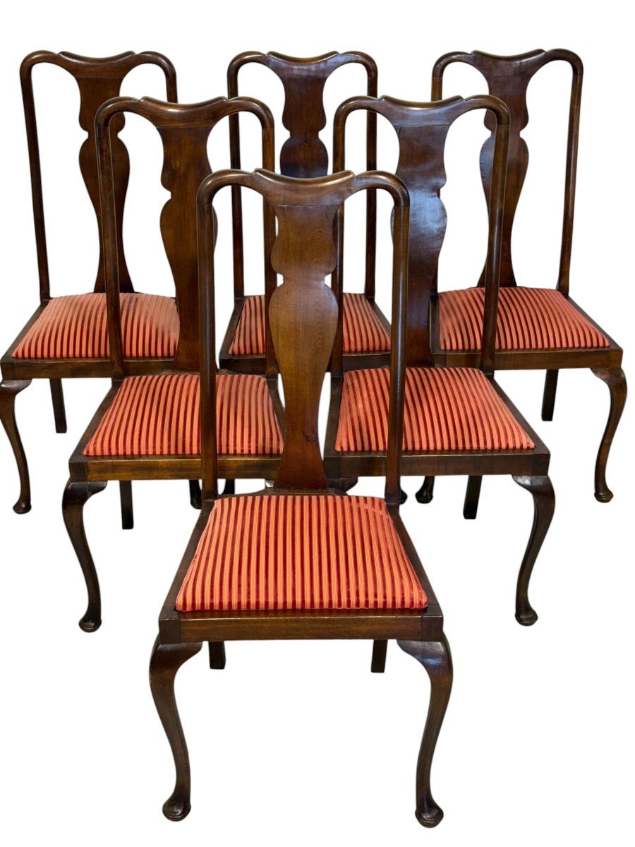 Ensemble de six chaises de salle à manger anglaises en noyer, époque géorgienne (XIXe siècle)-photo-8
