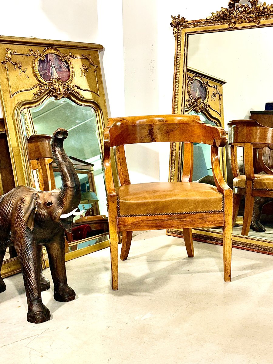 French Louis Philippe Walnut Desk Armchair, C. 1845-photo-2