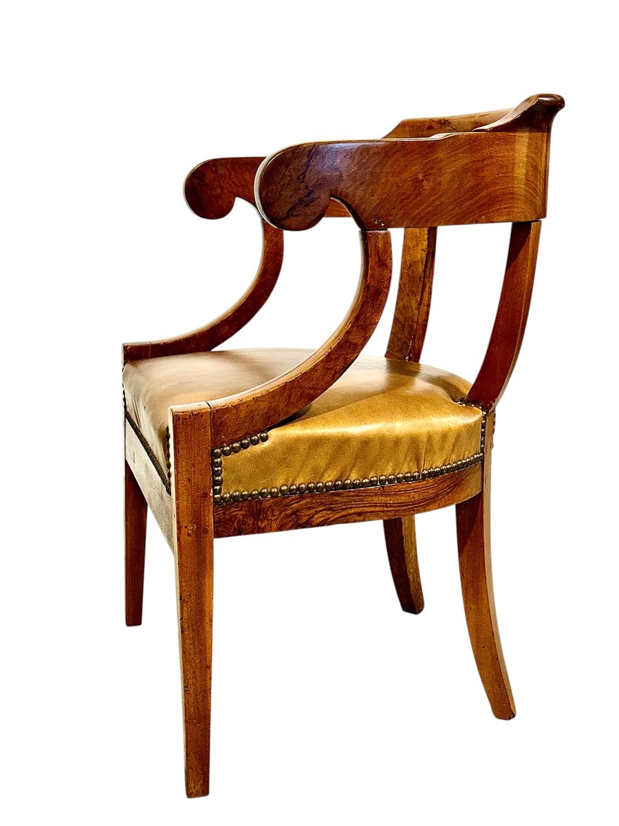 French Louis Philippe Walnut Desk Armchair, C. 1845-photo-3