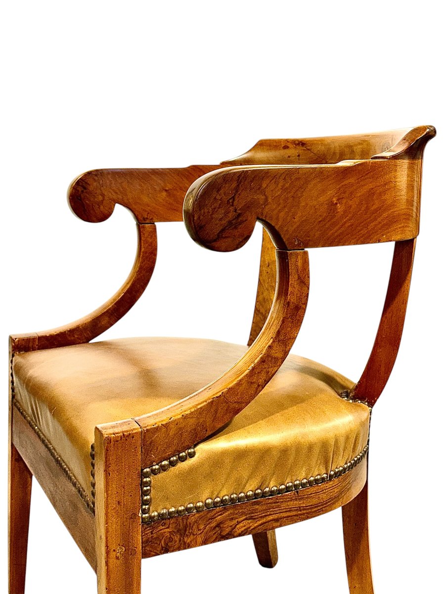 French Louis Philippe Walnut Desk Armchair, C. 1845-photo-2