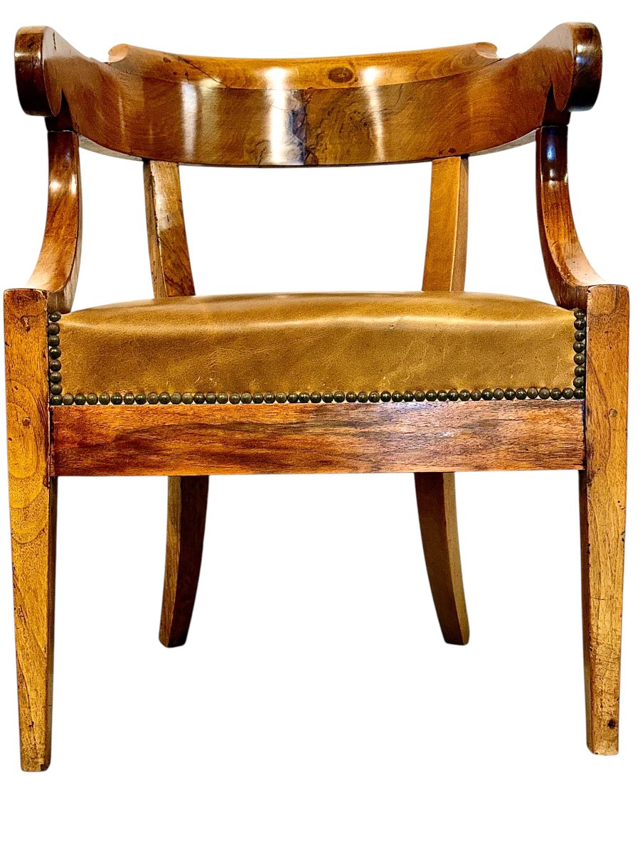 French Louis Philippe Walnut Desk Armchair, C. 1845-photo-3
