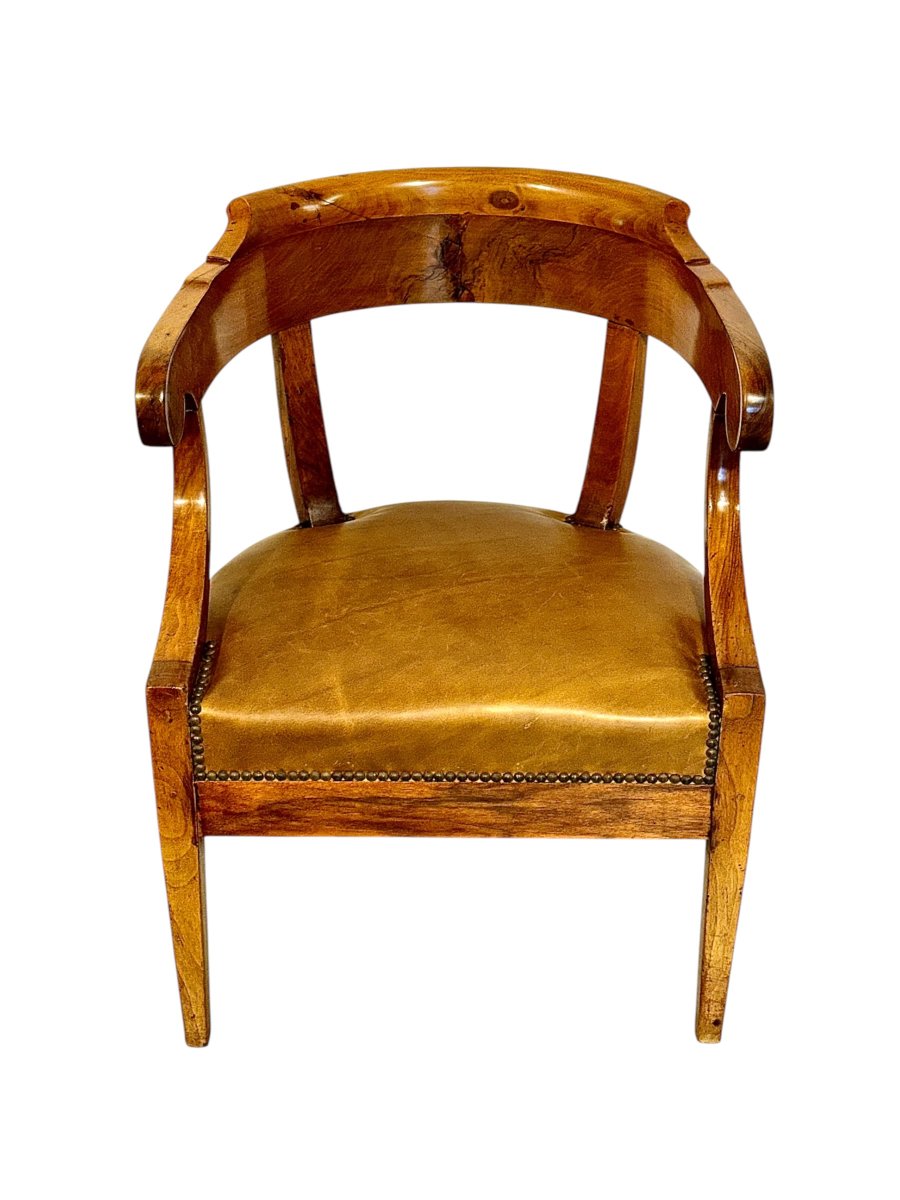 French Louis Philippe Walnut Desk Armchair, C. 1845-photo-4