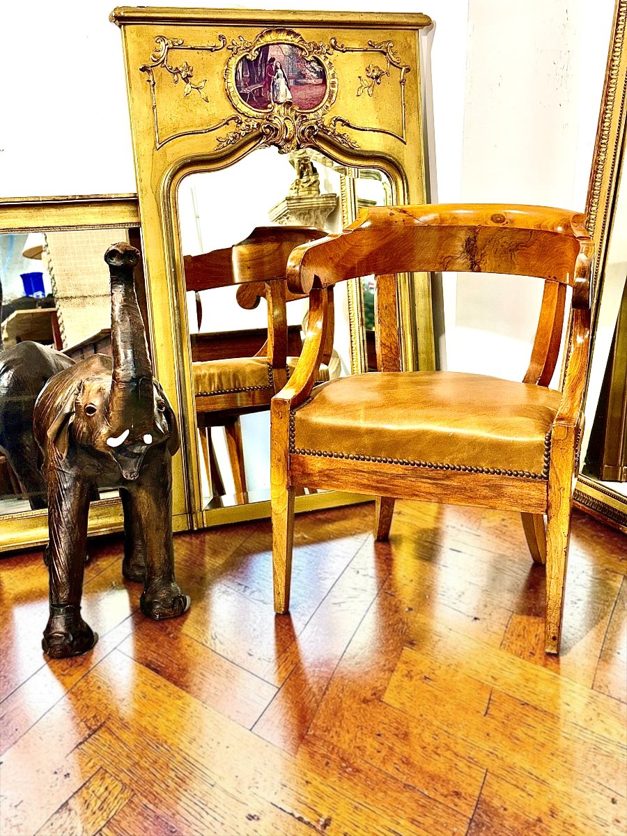 French Louis Philippe Walnut Desk Armchair, C. 1845-photo-8