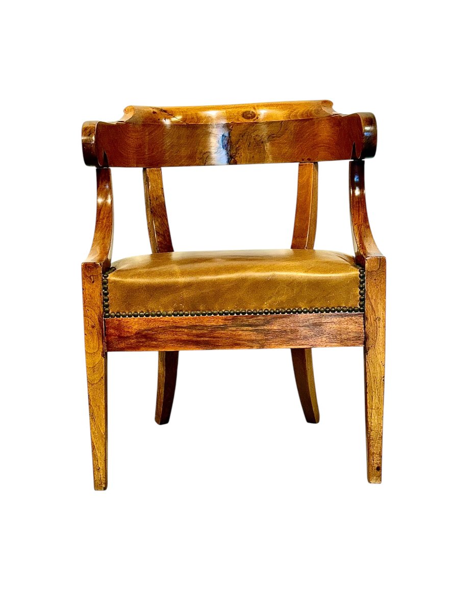 French Louis Philippe Walnut Desk Armchair, C. 1845