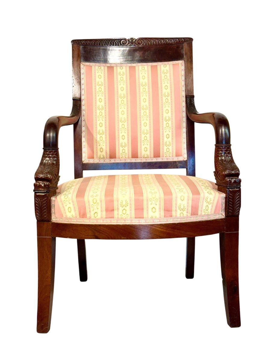 Suite de 4 fauteuils d’époque Empire en noyer-photo-4