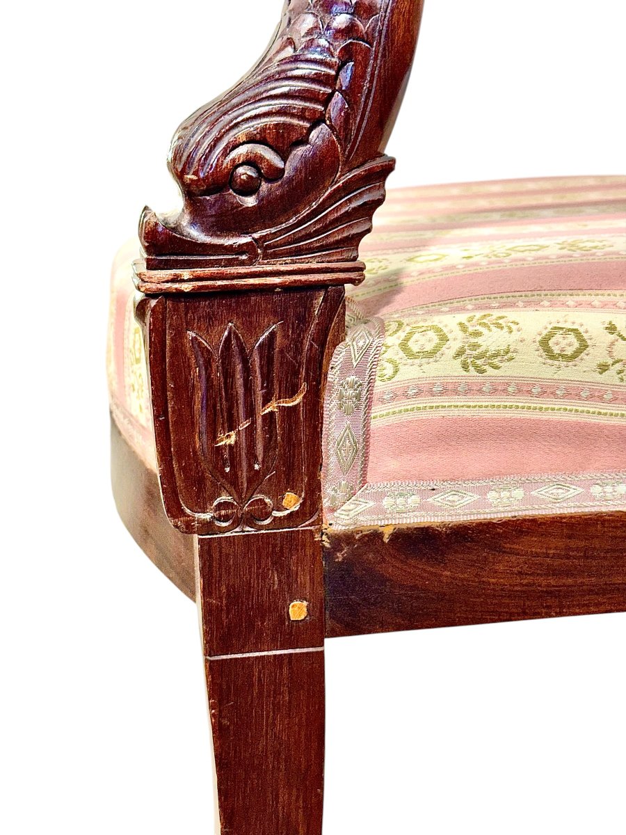 Suite de 4 fauteuils d’époque Empire en noyer-photo-2