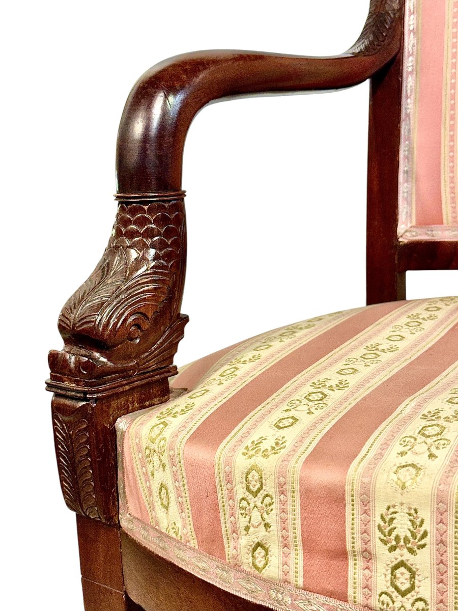 Suite de 4 fauteuils d’époque Empire en noyer-photo-4