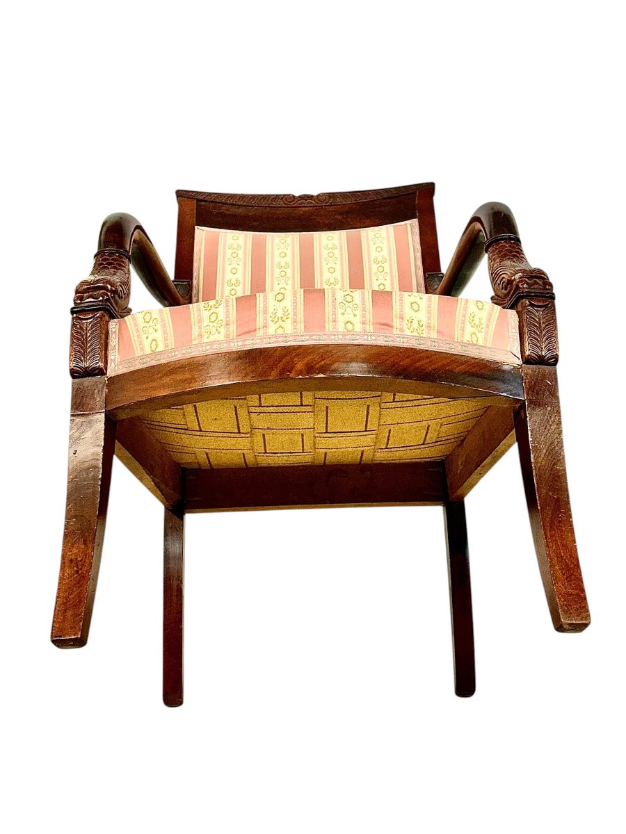 Suite de 4 fauteuils d’époque Empire en noyer-photo-8