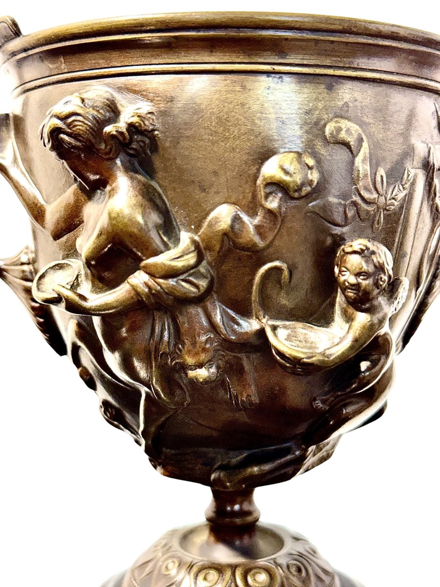 Pair Of 19th Century French Bronze Urns On Marble Pedestals-photo-5