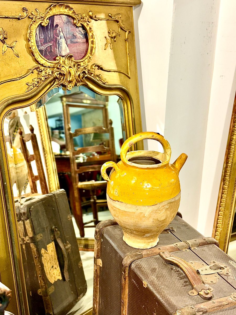 19th Century French Yellow Glazed Terracotta Water Jug-photo-2