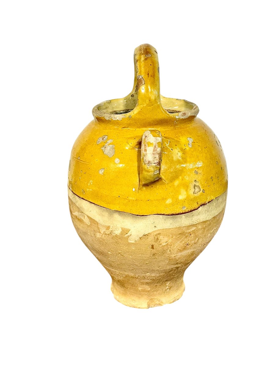 19th Century French Yellow Glazed Terracotta Water Jug-photo-4