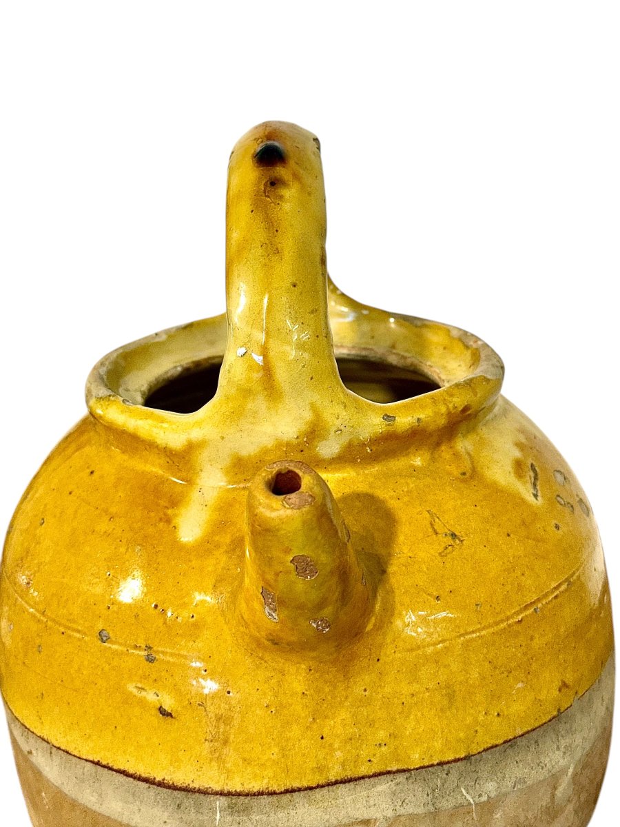 19th Century French Yellow Glazed Terracotta Water Jug-photo-5