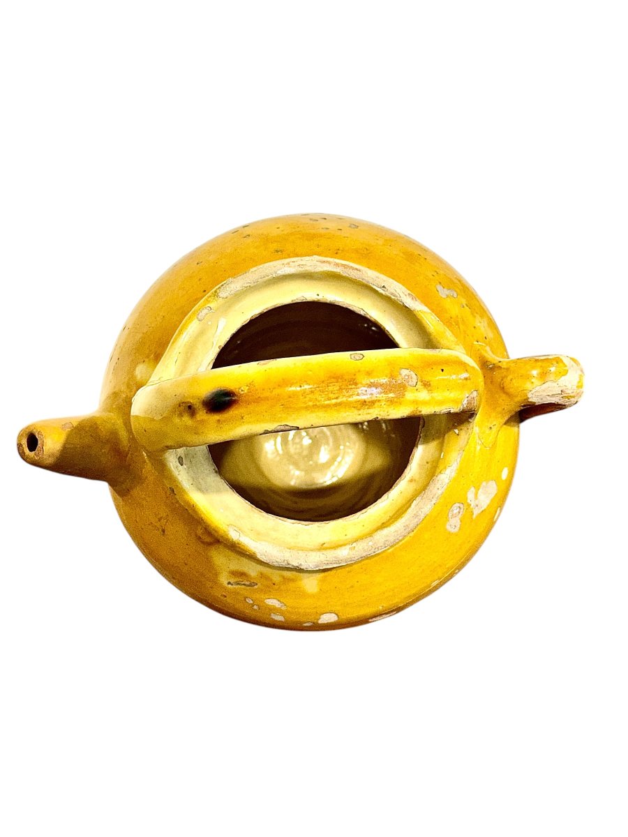 19th Century French Yellow Glazed Terracotta Water Jug-photo-6
