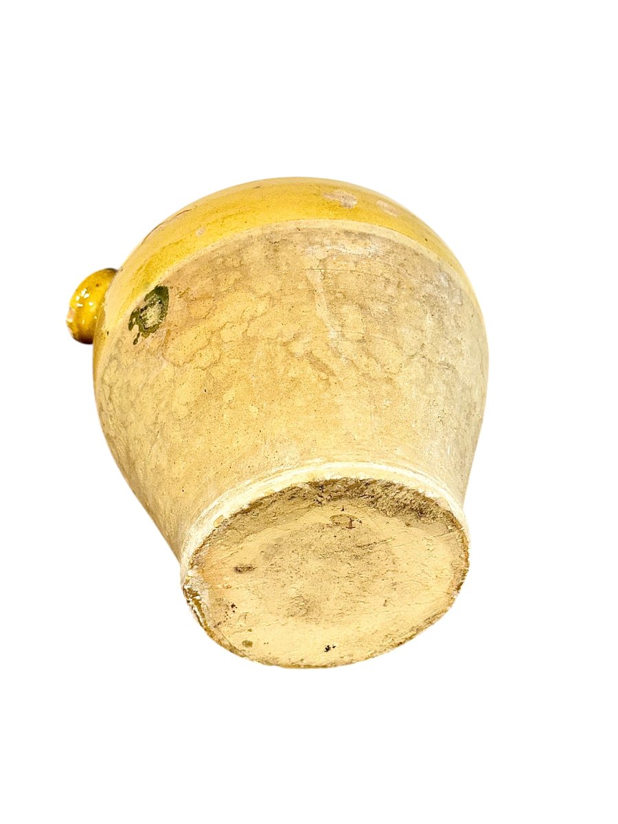 19th Century French Yellow Glazed Terracotta Gargoulette Water Jug-photo-5