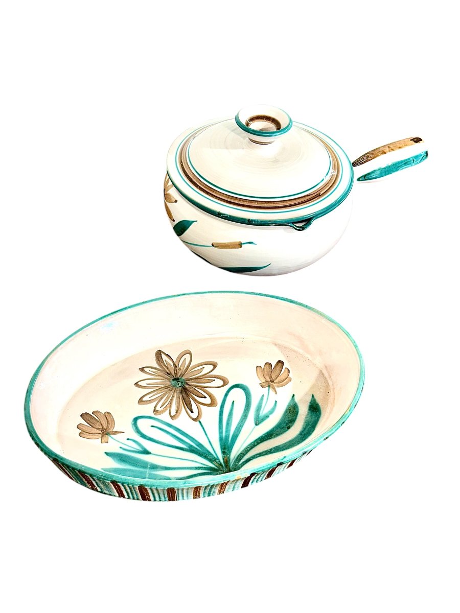 Ensemble plat à four et casserole en céramique Robert Picault, Vallauris 1960-photo-2