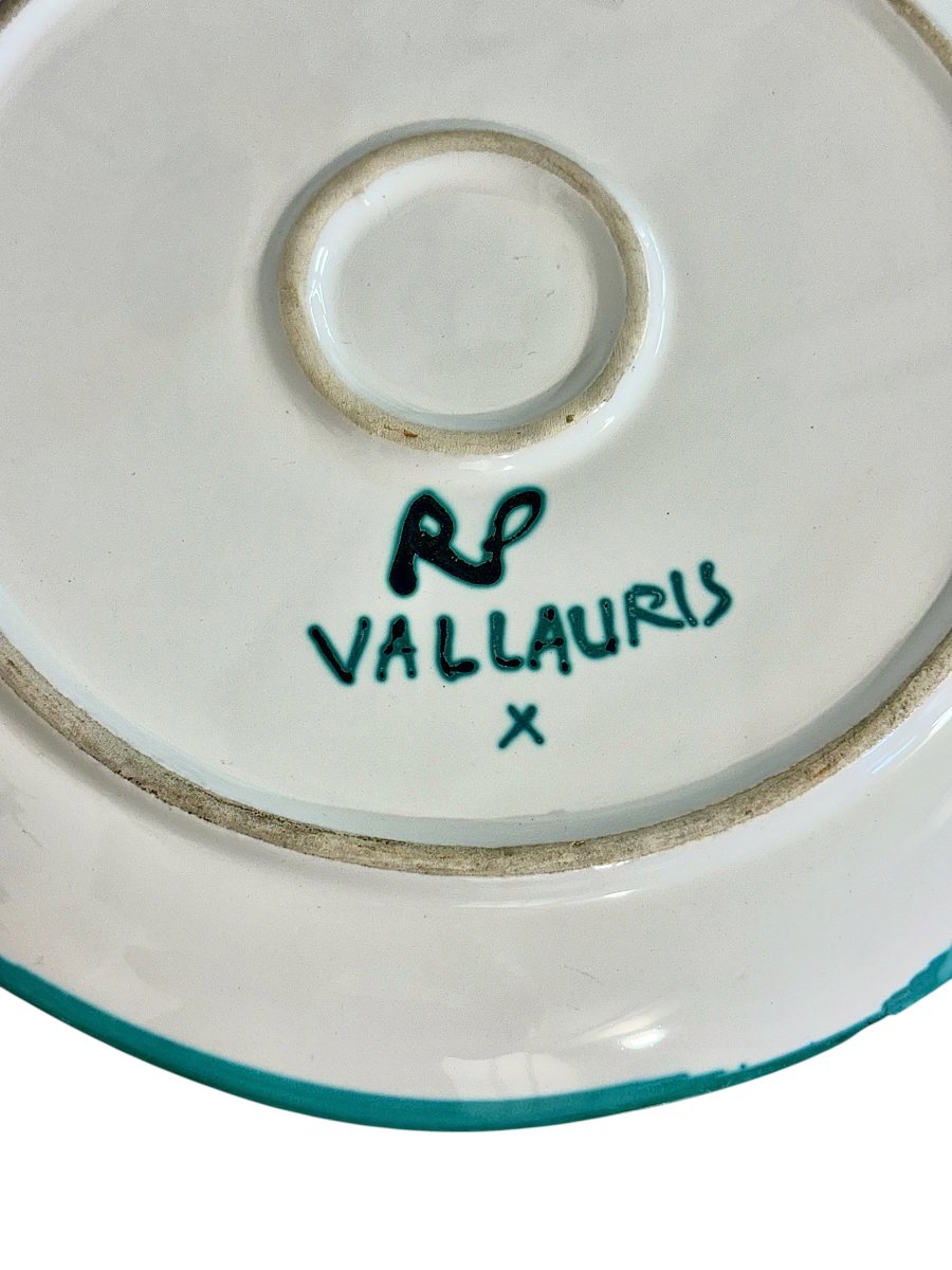 Robert Picault Hand-painted Decorative Ceramic Platter, Vallauris Circa 1960-photo-2