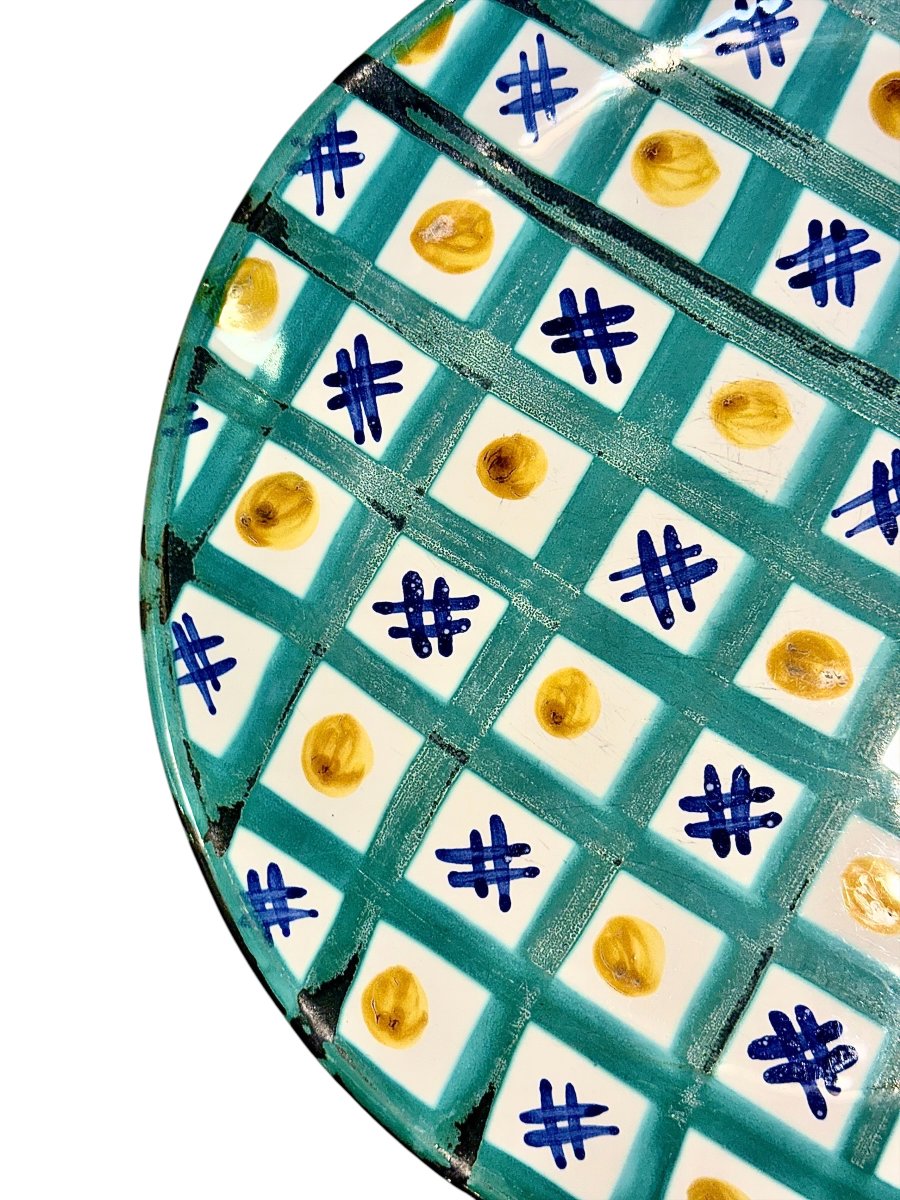 Robert Picault Hand-painted Decorative Ceramic Platter, Vallauris Circa 1960-photo-4