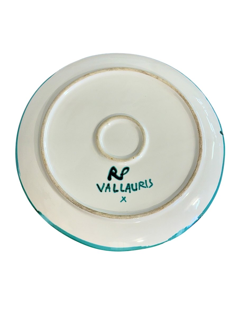 Robert Picault Hand-painted Decorative Ceramic Platter, Vallauris Circa 1960-photo-2