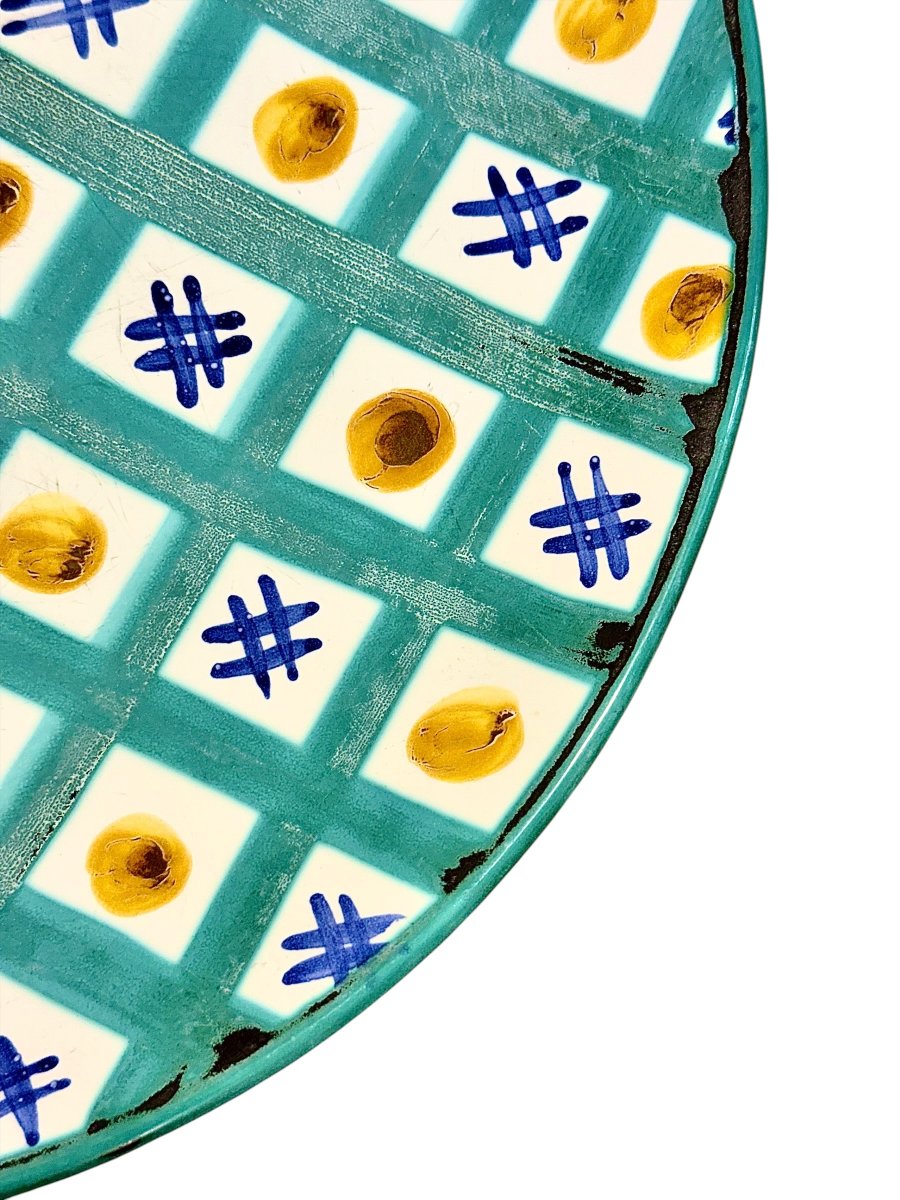 Robert Picault Hand-painted Decorative Ceramic Platter, Vallauris Circa 1960-photo-3
