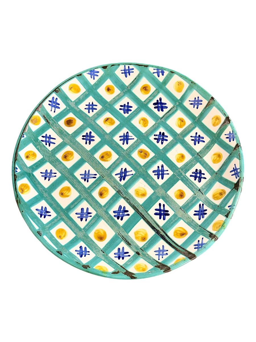 Robert Picault Hand-painted Decorative Ceramic Platter, Vallauris Circa 1960-photo-5
